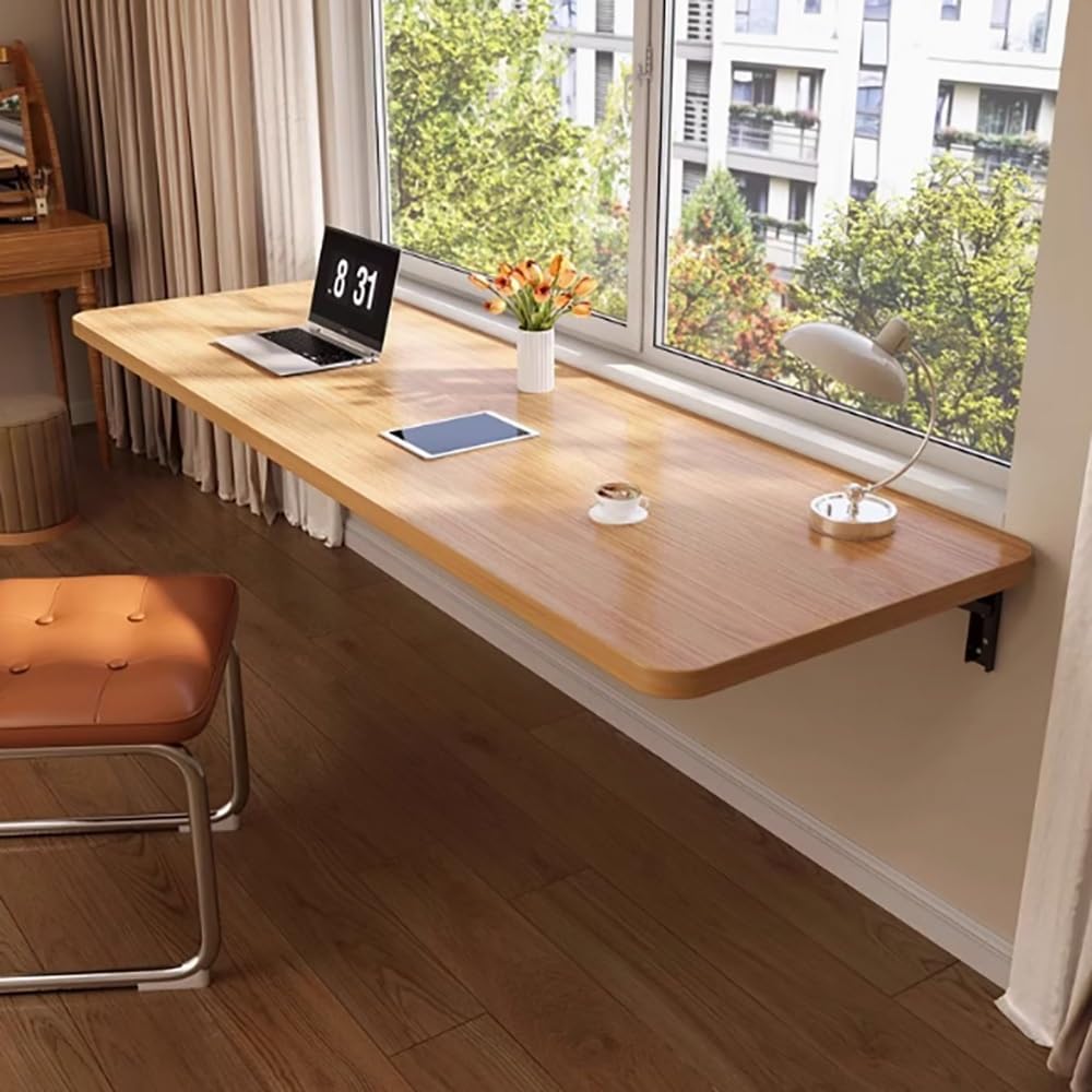 GJZQDKX Wall-Mounted Folding Table for Small Spaces, Compact Kitchen Dining & Study Desk, Floating Computer Desk with Brackets, Hideaway Workbench (40x30cm/16x12in)