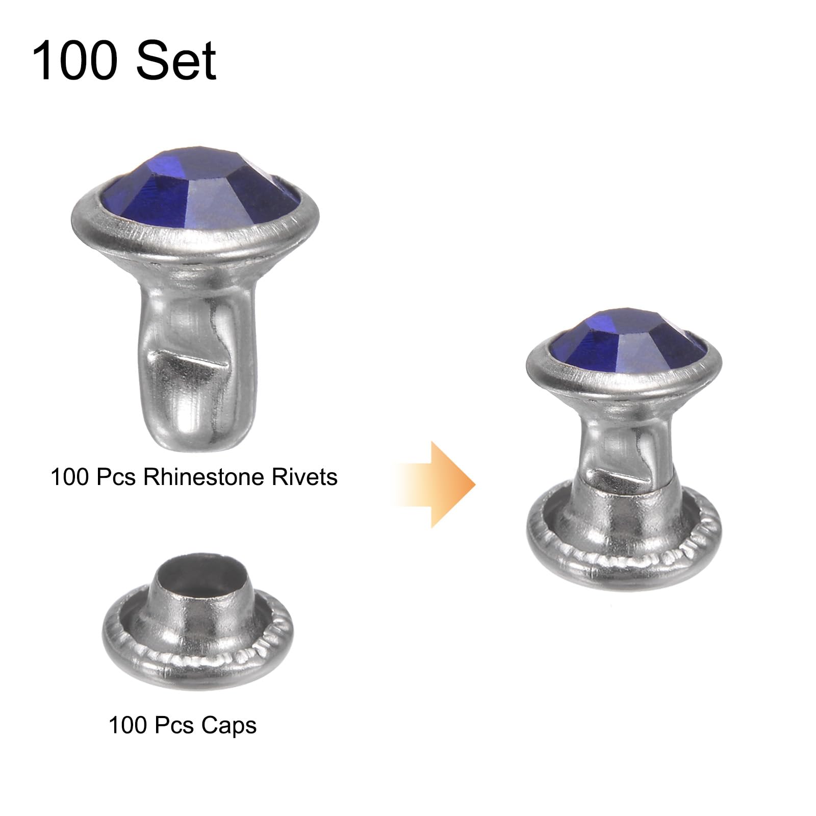 sourcing map Lot de 200 rivets décoratifs à 4 griffes de 6 mm pour loisirs créatifs, cuir, vêtements, sacs, ceintures (blanc coloré