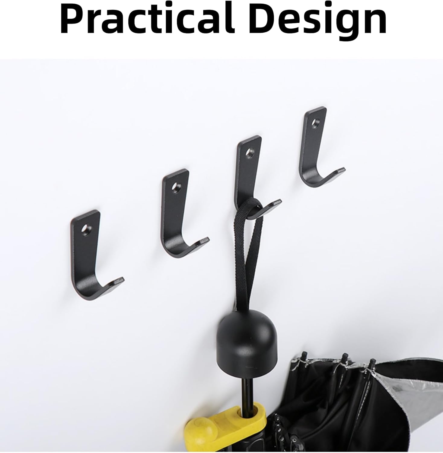 10 Pack Black Curved Wall Hooks with Screws - 4cm Heavy Duty Steel Hooks for Doors & Walls, Bathroom Towel Hooks, Coat & Key Hooks for Home Organization (40x30x20mm)