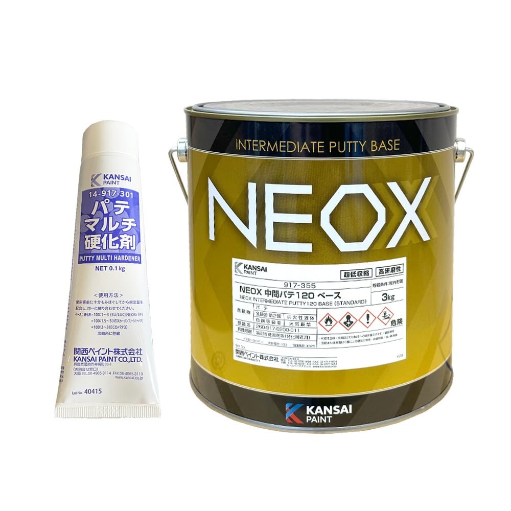 Amazon.co.jp: 関西ペイント NEOX120 中間パテ 3.1kgセット/速乾 膜