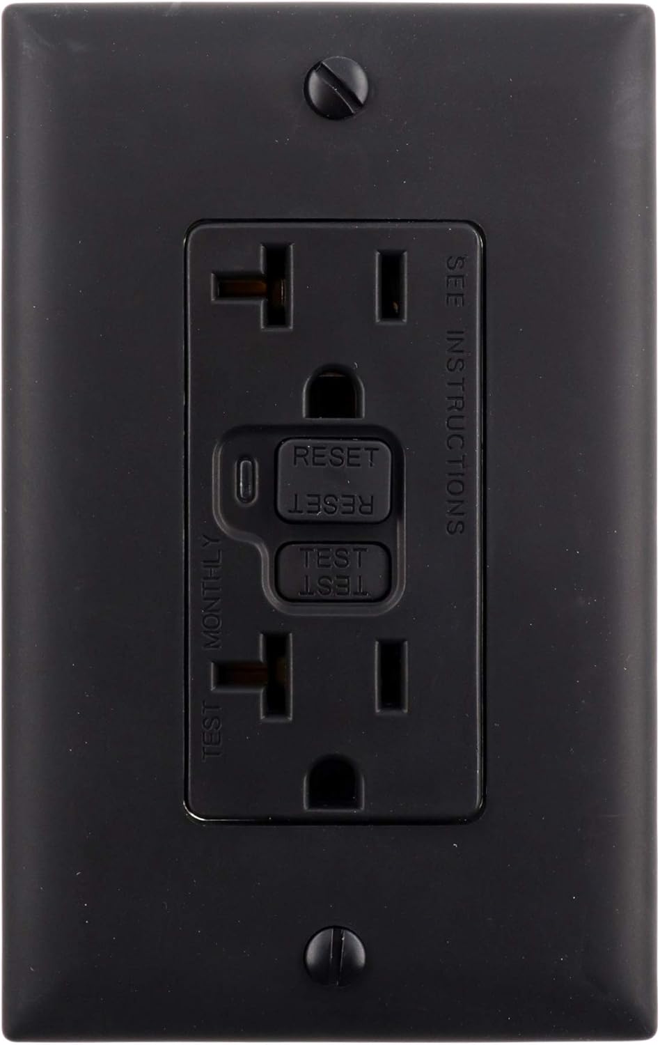 Pass & Seymour PT2095-BK Plug-Tail GFCI Receptacle, 5-20R, 20A, 125V, Black