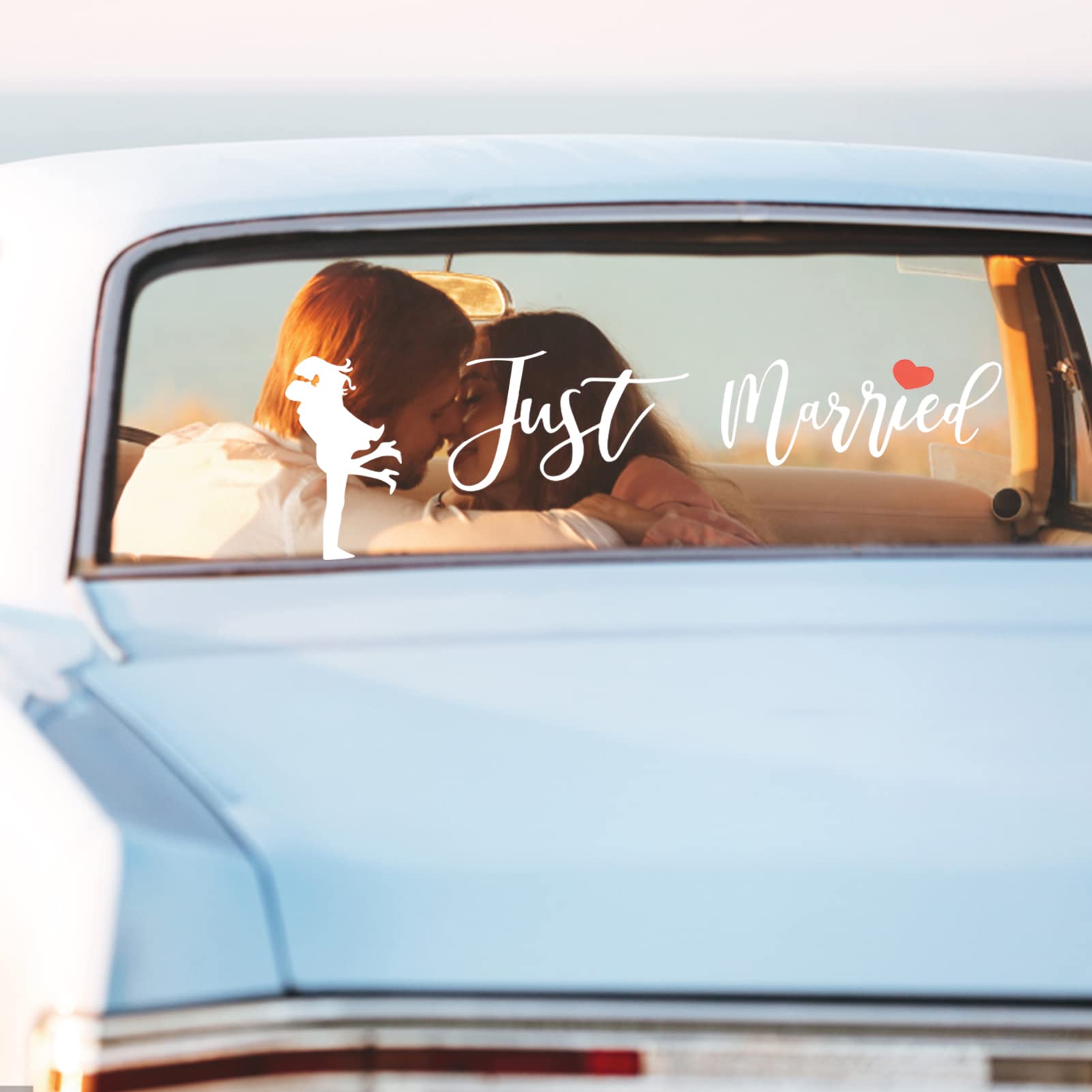 Decorazioni per Auto Appena Sposate, Magneti per Auto Decorati Appena Sposati, Just Married Car Wedding Day Decalcomanie per Vetri per Auto Just Married Sign Banner Decorazioni