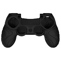 Vista 2 de PlayVital Guardian Edition Black Ergonomic Soft Anti-Slip Controller Silicone Case Cover for ps4, Rubber Protector Skin with Joystick Caps for ps4