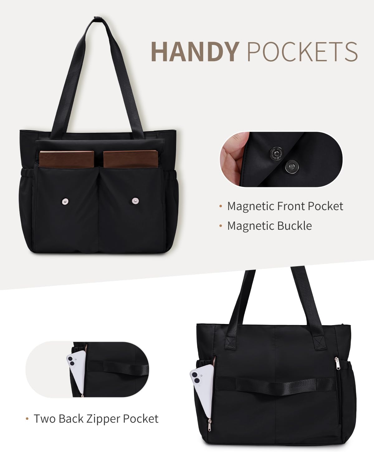 ECOHUB Tote Bag for Women Work Tote Bag with Laptop Compartments Lightweight Shoulder Bag Handbag for Travel College Teacher - Image 6