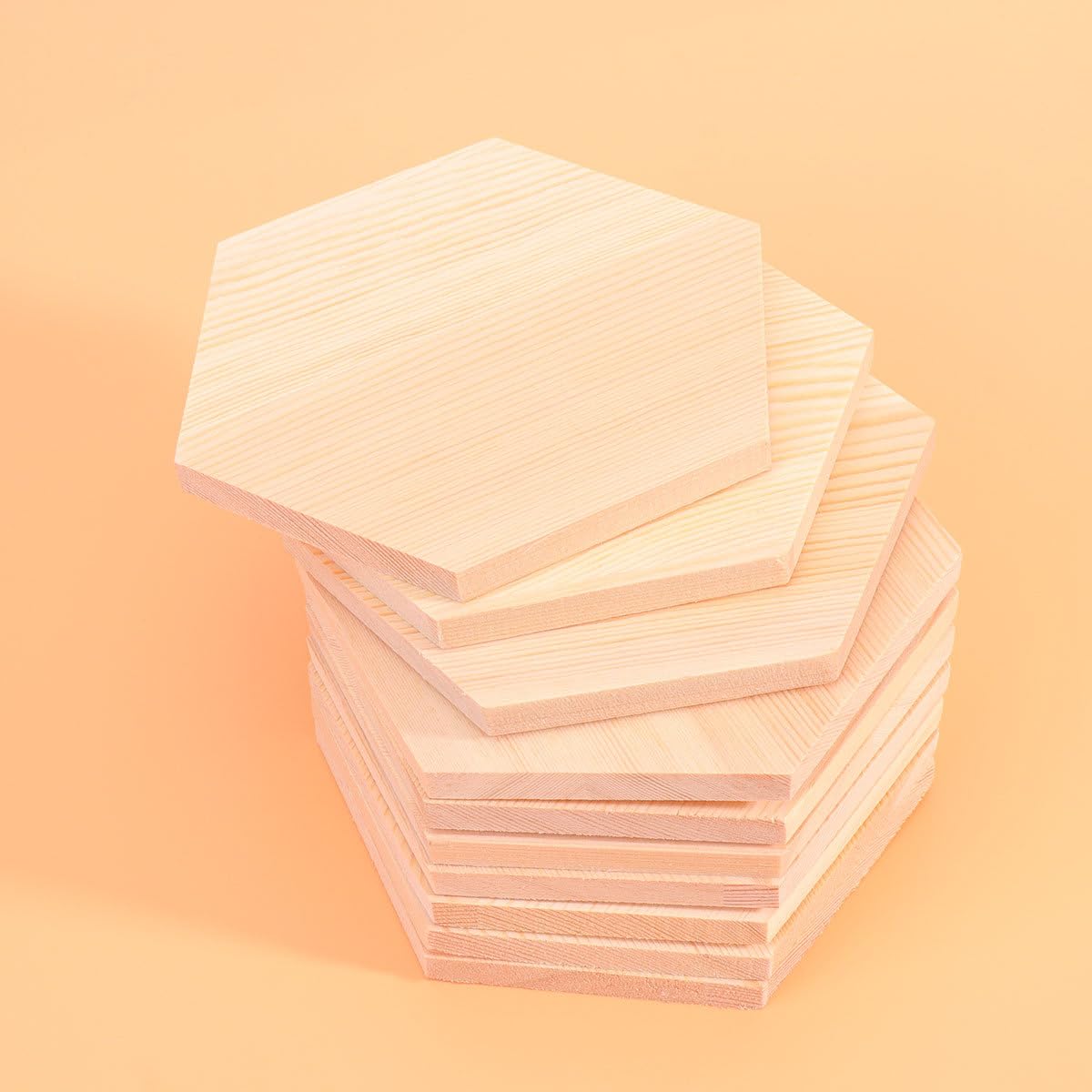 10 Piezas Bloques de Madera de Pino Hexagonales de 15 Cm Diámetro y 1 Cm Grosor para Manualidades, Tablones Artesanales para Bricolaje y Decoración Creativa