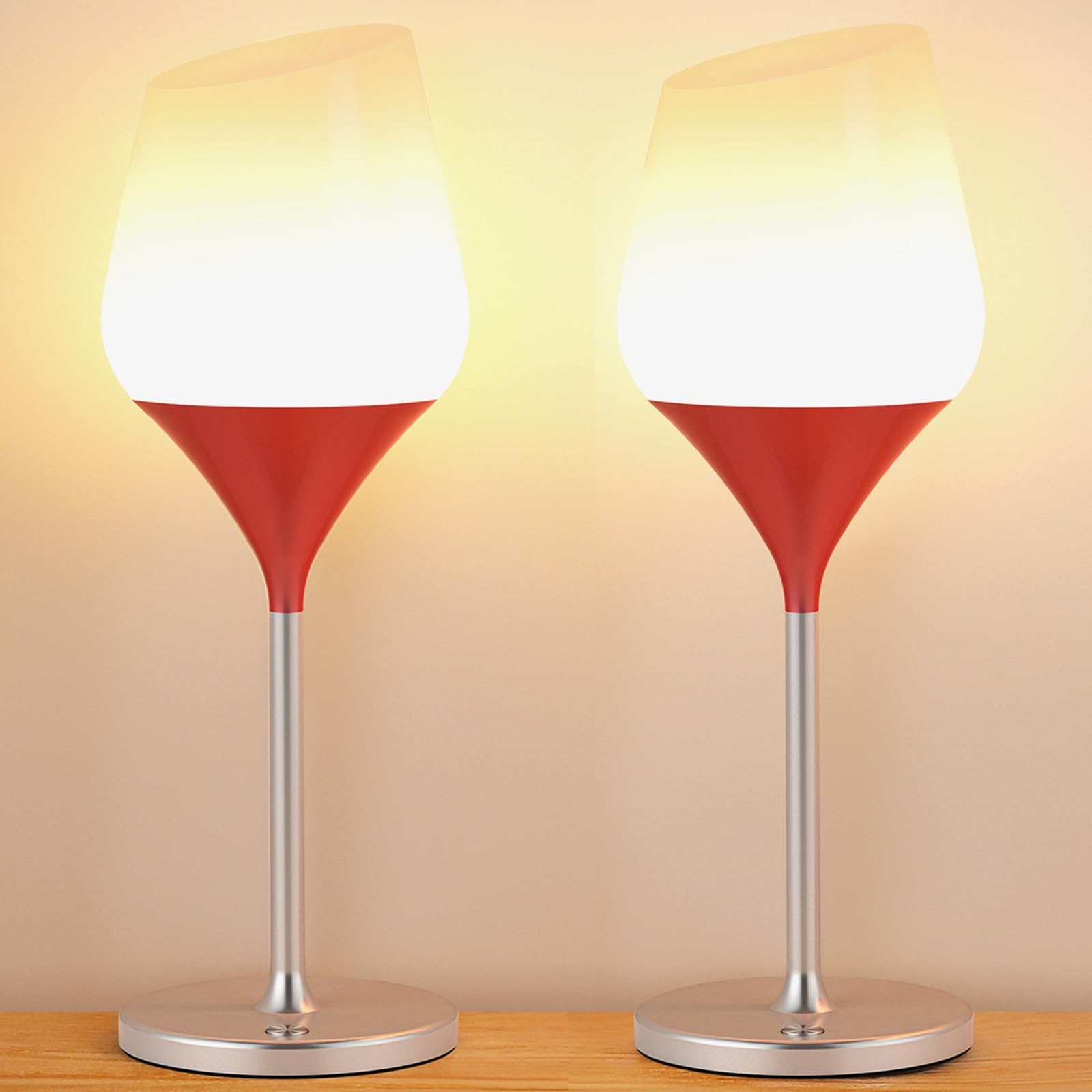 2 Pack Akku Tischlampe, Metallgehäuse aus Aluminium, 4000mAh Akku wiederaufladbar, 3 Farbe Stepless Dimmen bis zu 96 Stunden, für Restaurant/Abendessen/Innen/Außen