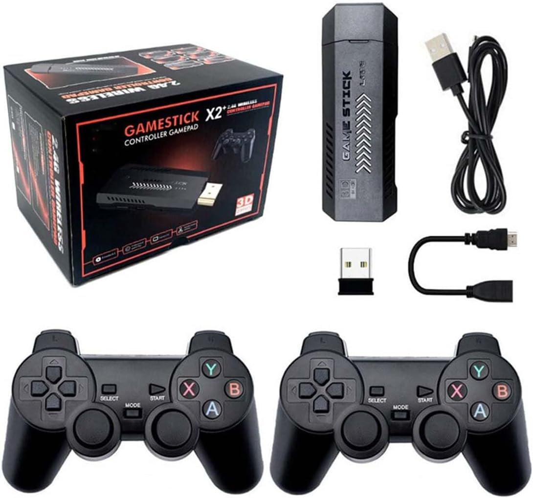 X2 Plus 4K Retro Game Stick, HD Home Video Game Console with 2 Wireless Controllers, HDMI Output, 30000+ Built-in Games (64GB)