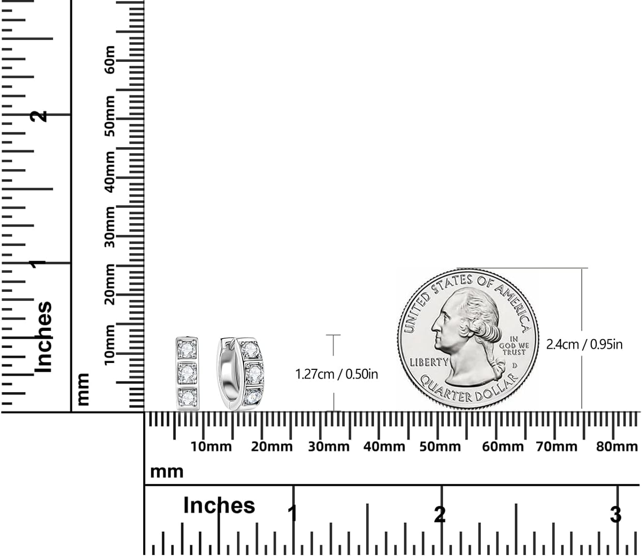 Moissanite Hoop Earrings Men, Lab Created Imitation Diamond 925 Sterling Silver Hypoallergenic 4.5MM Male Huggie, Anniversary Valentines Jewelry Gifts for Men Husband - Image 6