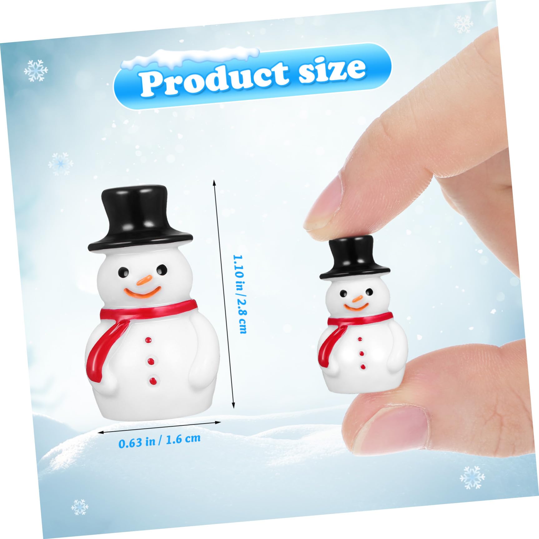 Miniatur Schneemann Figuren mit Schwarzem Hut aus Kunstharz 20 Stück Stabile und Leichte und Selbstgemacht Bastelzubehör Weihnachtsdeko für Desktop