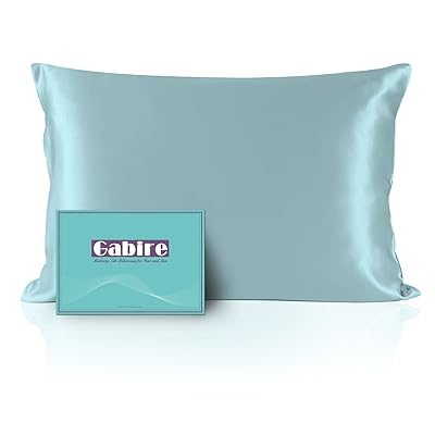 Mulberry Silk Pillowcase for Hair and Skin Prevent Acne Pillow Cases Both Sides Real Silk Pillowcases Organic Silk Pillowcase with Hidden Zipper, Haze Blue, King (20"×36")
