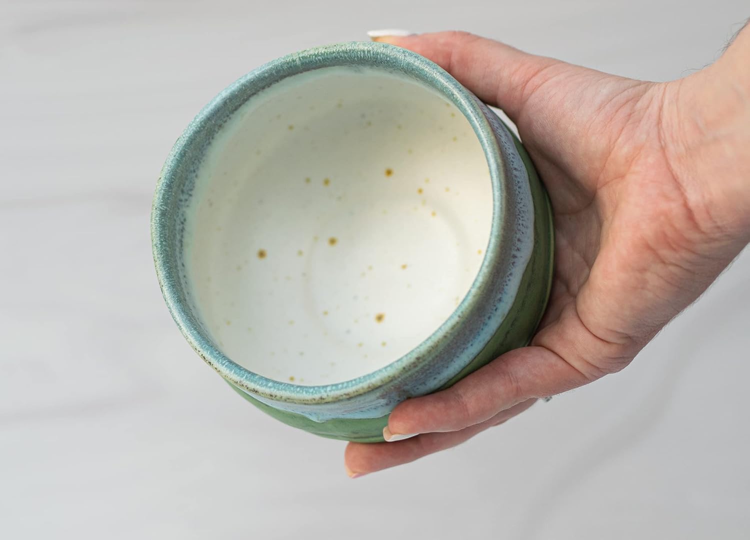 aprikalife - Traditional Japanese Matcha Tea Bowl, Handcrafted Ceramic, Tea Ceremony Cup, Blue & Green Deep Sea Glaze
