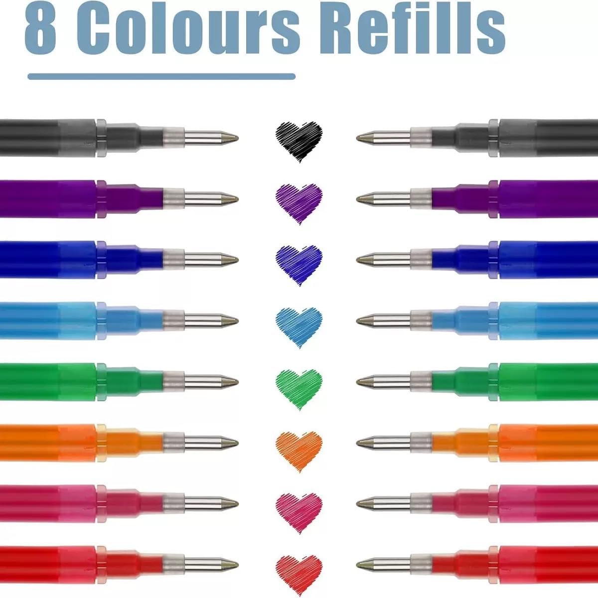 Erasable Gel Ink Pen Refills Compatible with Frixion Friction, 24-Pack 0.7mm, Fast Dry 8 Colors image 4