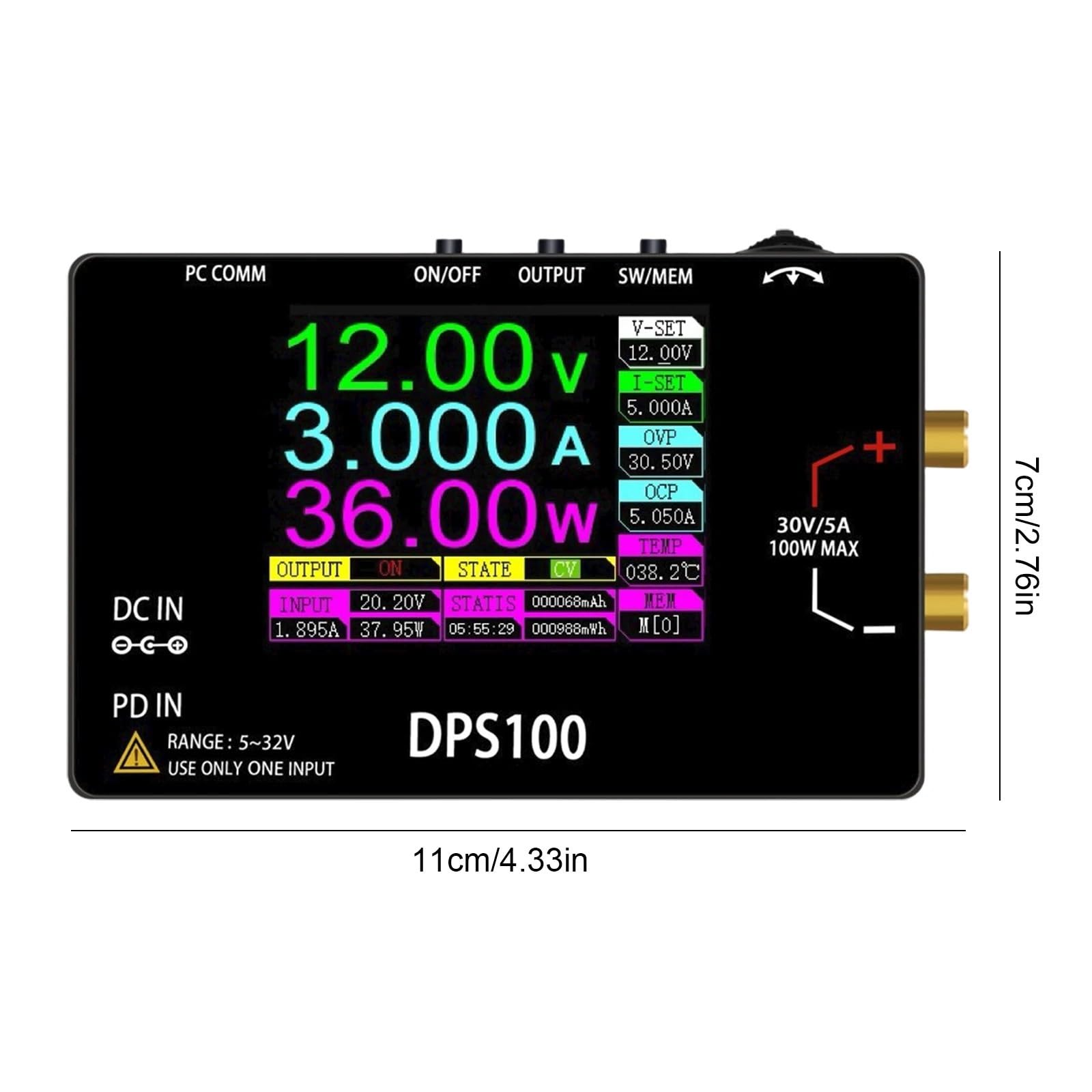 Alimentatore da Banco, Alimentatore da laboratorio tascabile DPS100 DC 30V 5A 100W regolatore di tensione programmabile banco dimensioni tascabili