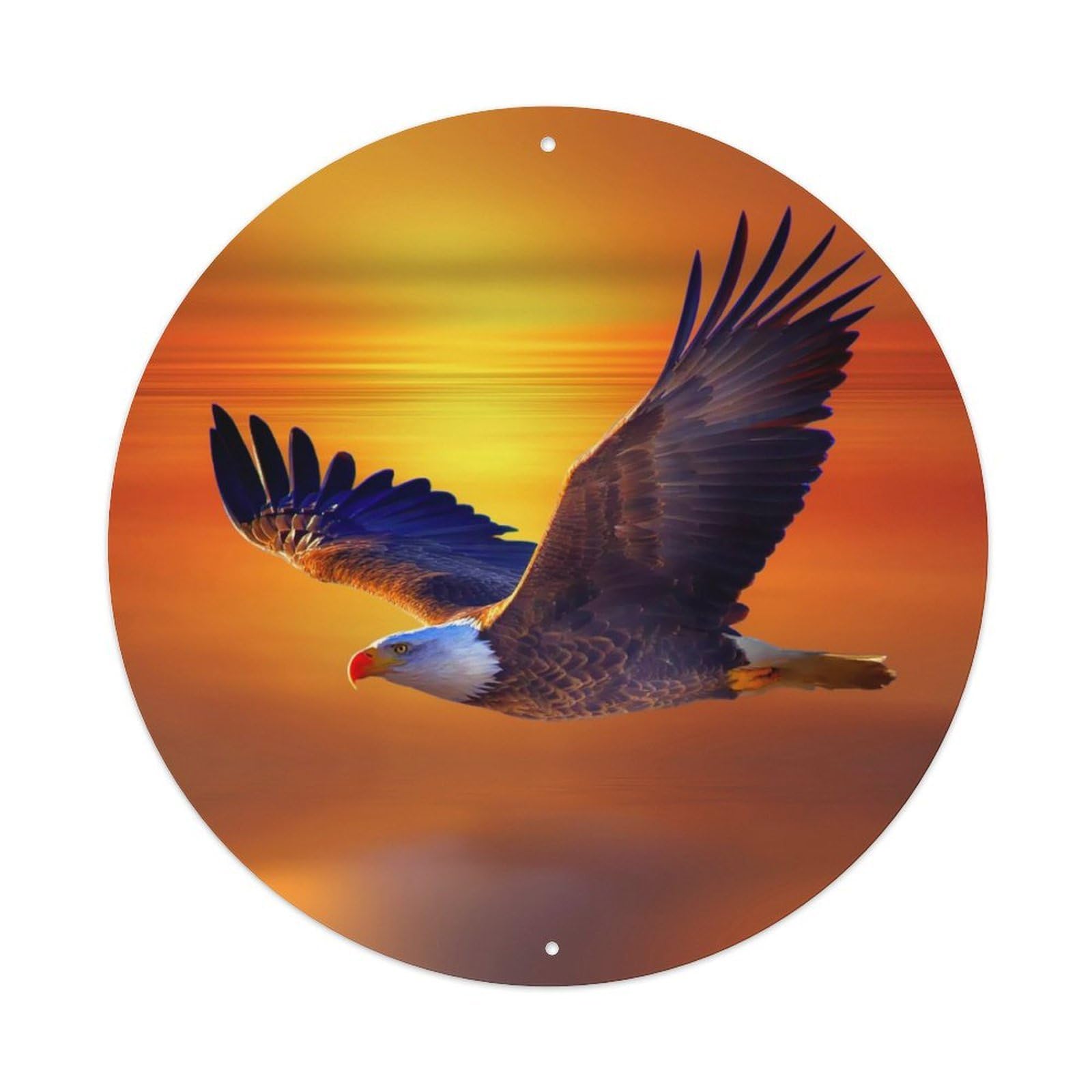 Animal Flying Eagle Vintage Metal Tin Sign Plaque Wall Decor for Cafe, Club, Garden Round Metal Poster 8x8Inch
