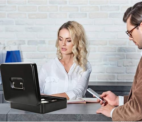 Miniatura 7 de Decaller Caja de dinero con cerradura de combinación, caja de seguridad de metal pequeña con bandeja de dinero, 7 45 x 6 45 x 3 35 pulgadas, color