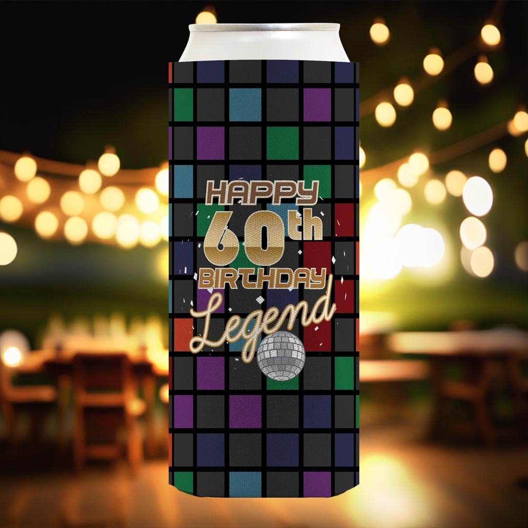 60th Birthday Decorations For Men Happy 60th Birthday Legend 12-Pack Ultra Slim Can Thermocoolers