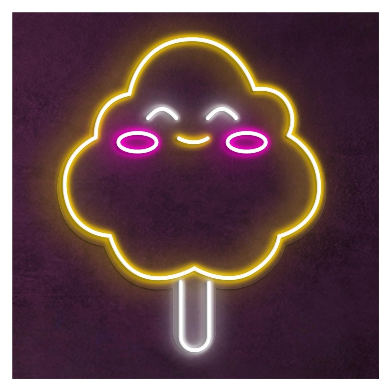 RONGCH Hanging Art Signs Cotton Candy Neon Sign, Suitable for Cafe Shop Decor with Brightness Adjustable 38cm