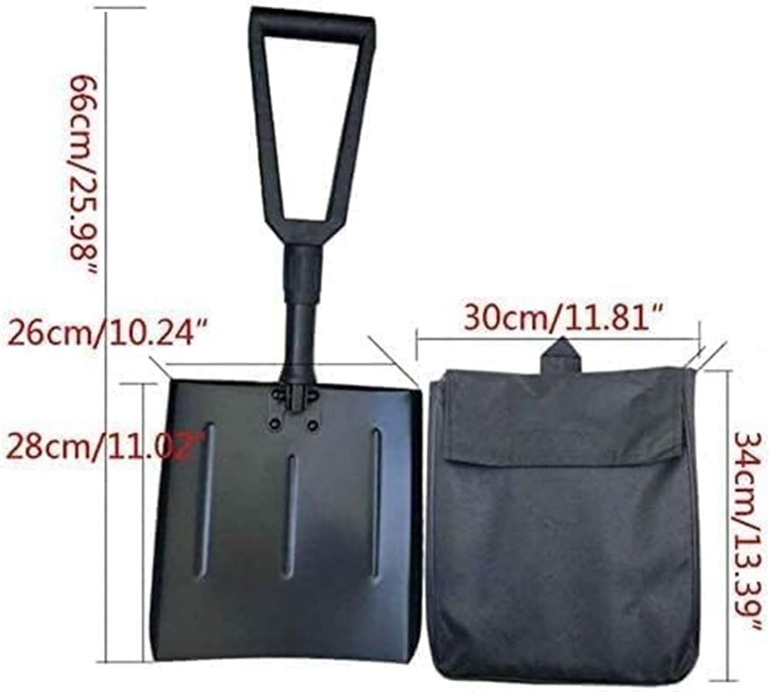 JOCHEN Pala de Nieve Pala de Nieve Plegable de Aluminio, Pala Cuadrada Multifuncional, Pala de Nieve para vehículos de Emergencia al Aire Libre con Bolsa de Tela, Pala para Quitar Nieve del hogar