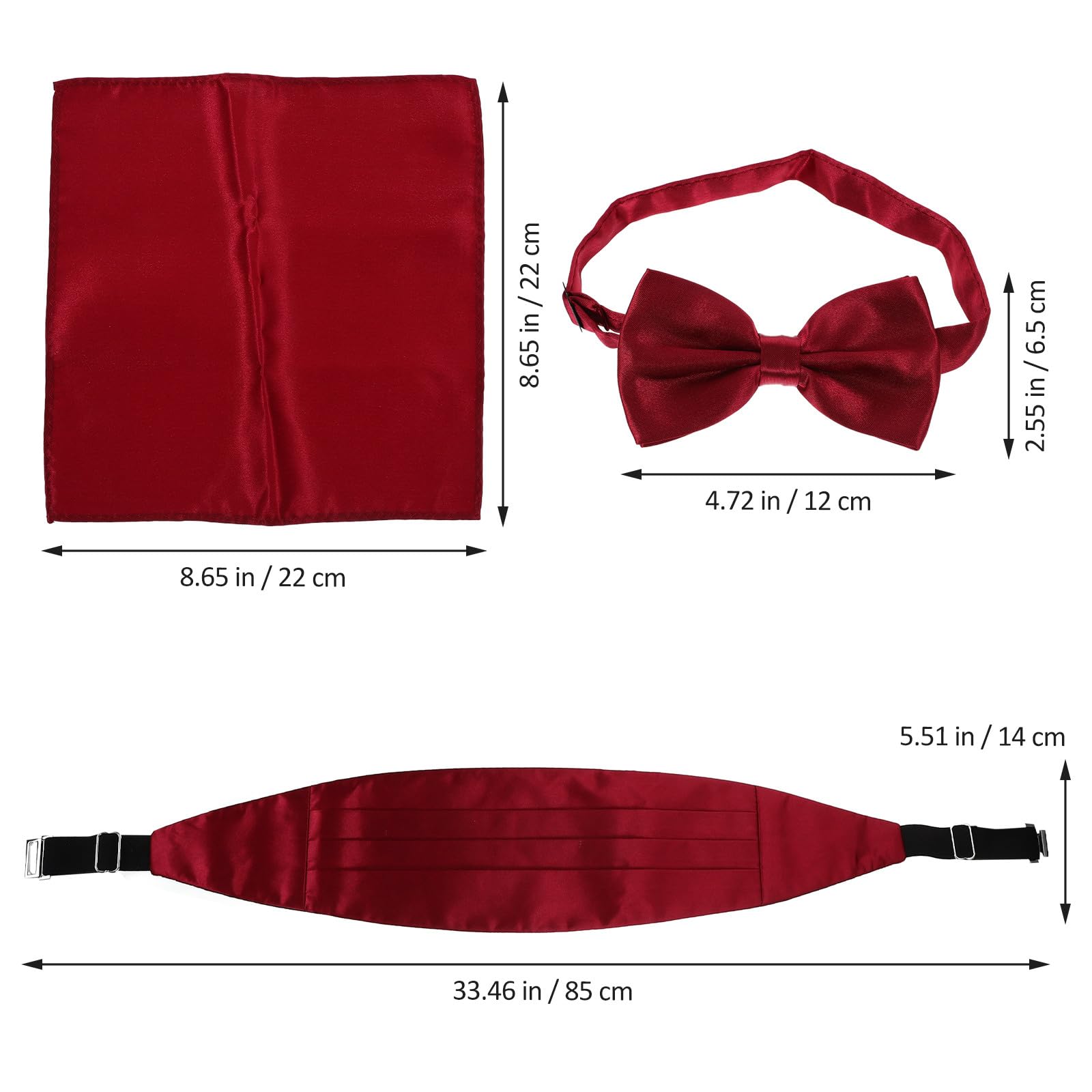 Operitacx Conjunto de Fajín Ajustable, Pajarita y Pañuelo para Hombre en Poliéster, Toque Cómodo y Estilo Clásico para Bodas y Fiestas Elegantes