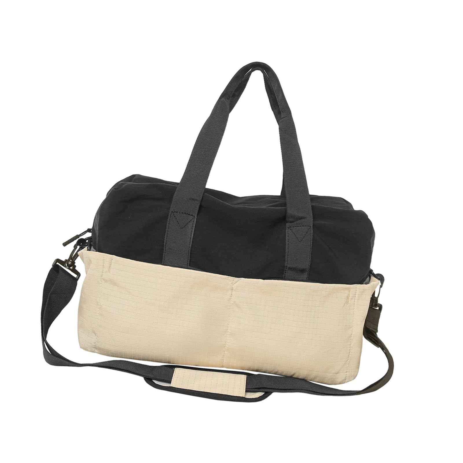 Borsa da viaggio leggera, spaziosa borsa a tracolla in tessuto Oxford, grande borsa sportiva con più scomparti, borsa sportiva da viaggio con tasche, cachi