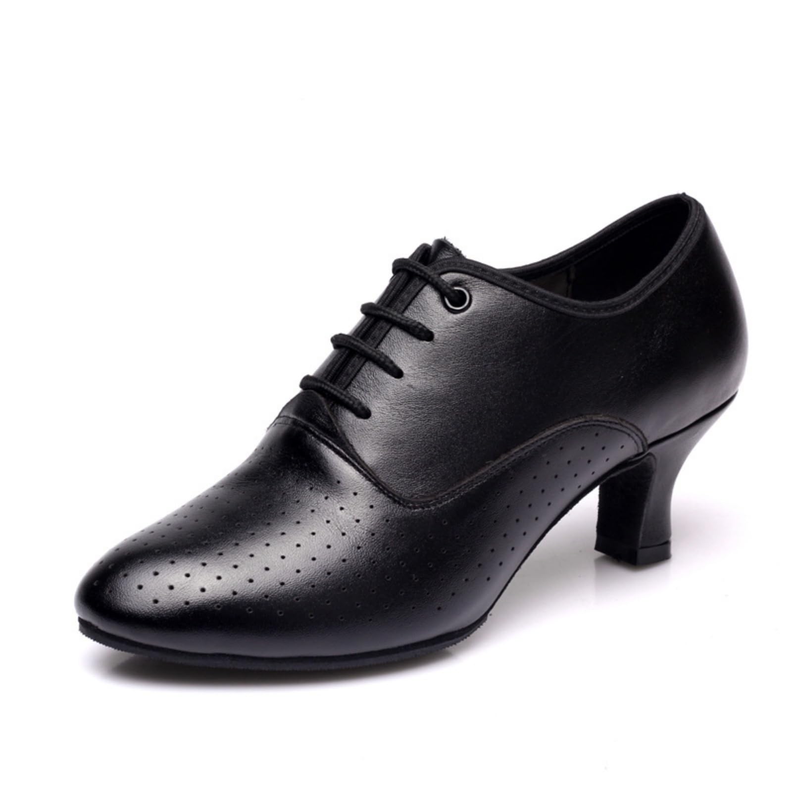 Hixingo Chaussures de Danse Grand Confort Femme Talon 5 CM, Chaussures de Danse Latine Femme Bout Fermé pour Salsa Bachata, Jazz, Latin, Standard, Rumba, Cha Cha