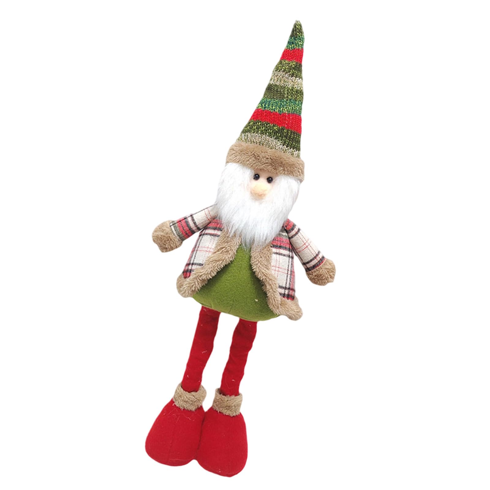 Hsioluted Telescoping Santa Figurine Ornament Adjustable Holiday Decor Safe Polyester for Indoor Christmas Tree Tabletops Polyester Christmas Decors Stretchable Doll