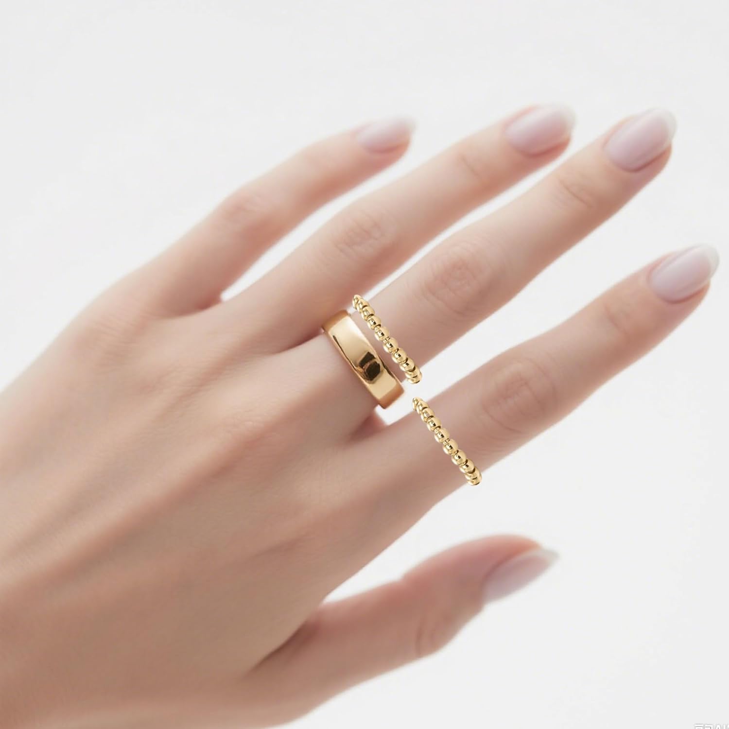 2-Pack Fidget Rings for Women Men Adjustable Stress Spinner Rings with Beads Fidget Rings for Anxiety