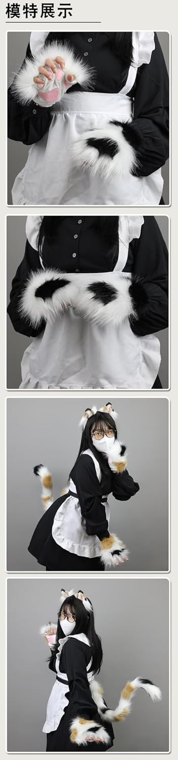 Obenie Halloween Cat Paw Gloves Therian Paws Therian Gear Furry Paws Cosplay Fluffy Mittens
