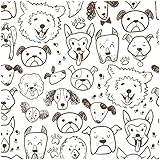 UniGoos Funny Doodle Dog Peel and Stick Wallpaper Hand Drawn Pet Self-Adhesive Temporary Wall Paper Roll Cute Removable Decorative Contact Paper for Kids Room Cabinet DIY Decor 17.7' x118.1'