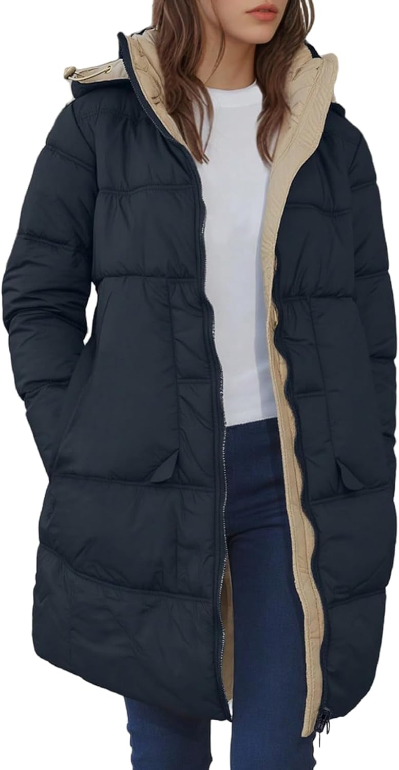 Bellivera Womens Diamond Quilted Lightweight Puffer Jacket Spring and Winter Padded Coat with Hood