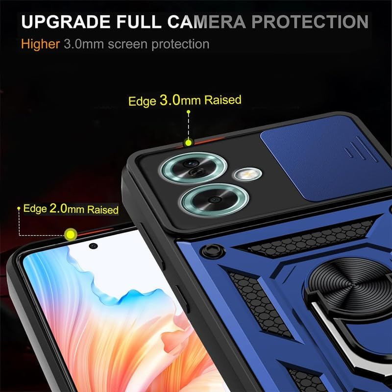 Image of AIBEX Back Cover for Oppo A79 5G | D10 Tough Armor Case | Sliding Camera Shield | 360 Protection | Kickstand Ring Holder | Military-Grade Shockproof Bumper Case