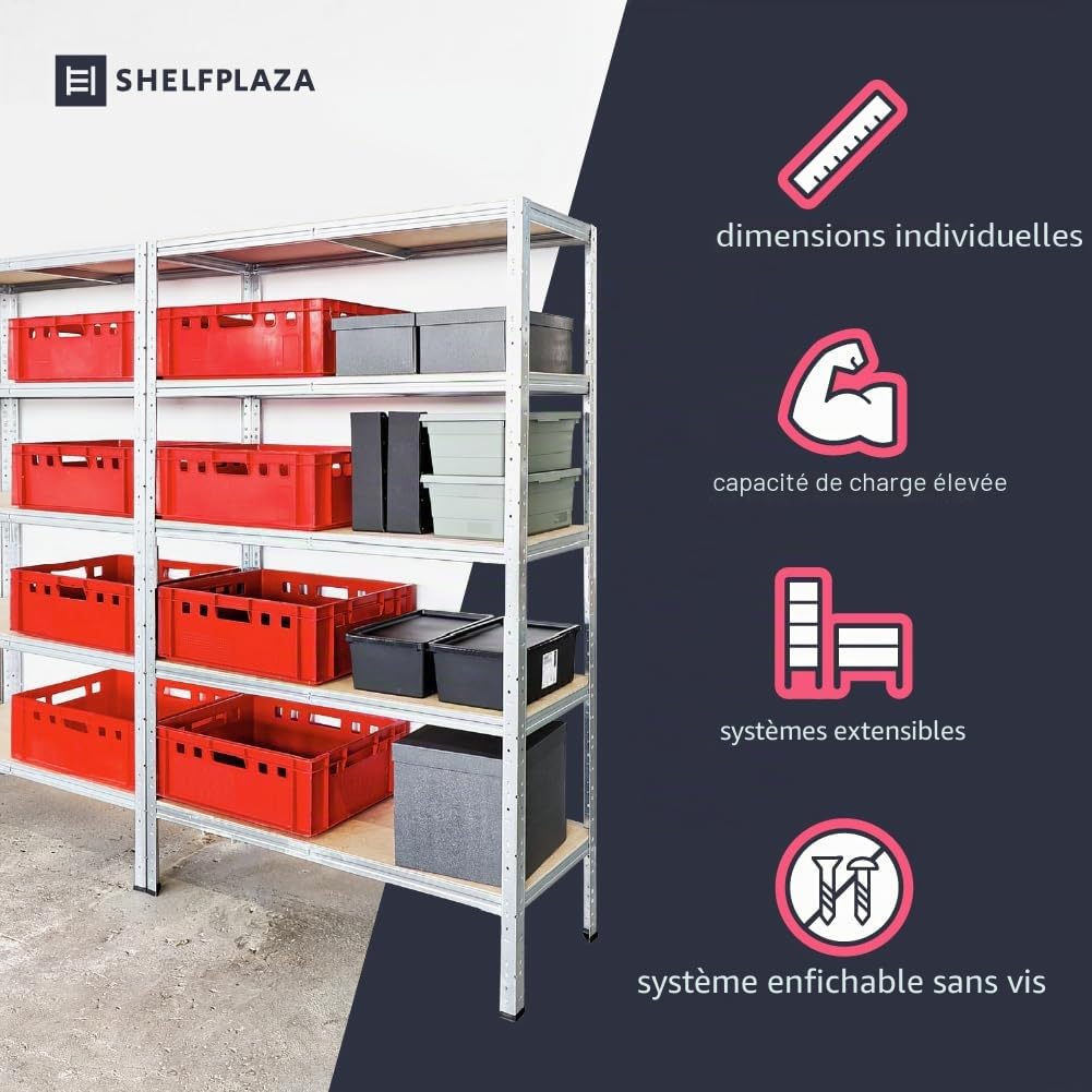 shelfplaza® 90x100x40cm Home Étagère Charge Lourde galvanisé/Etagere Metallique 3 Niveaux / 175kg capacité Charge/Etagere en Metal, étagères de Rangement & Etagere Rangement Garage Acier