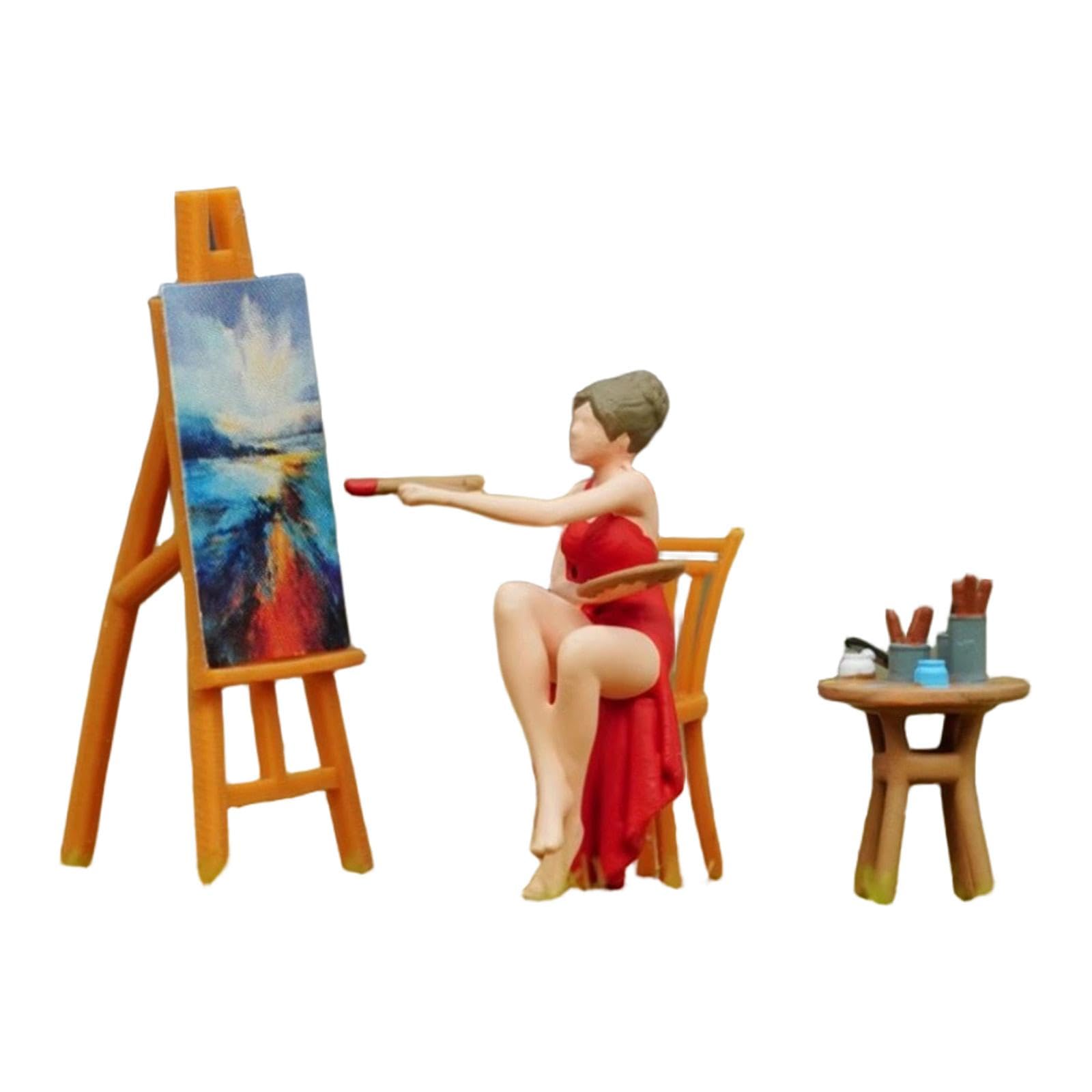 Figurine miniature femme artiste pour décoration de bureau et photo