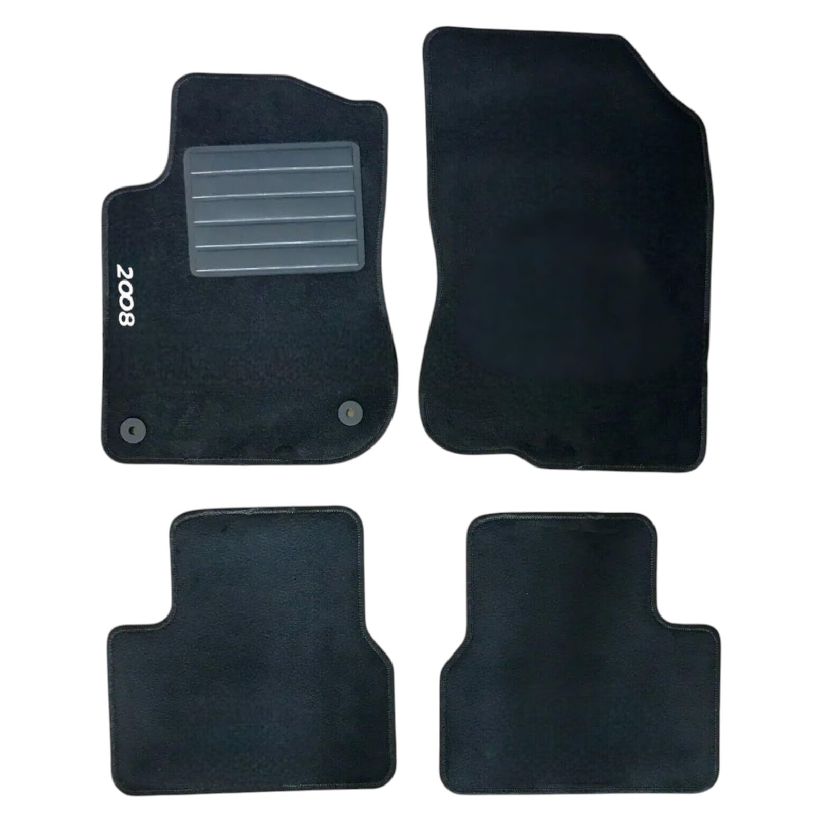 Set 4 Tappeti in Moquette Adatti per 2008 Serie I 2013-2018 con 2 Attacchi - Compatibli NON Originali, con Bottoni di Fissaggio, con Battitacco cucito e antiscivolo