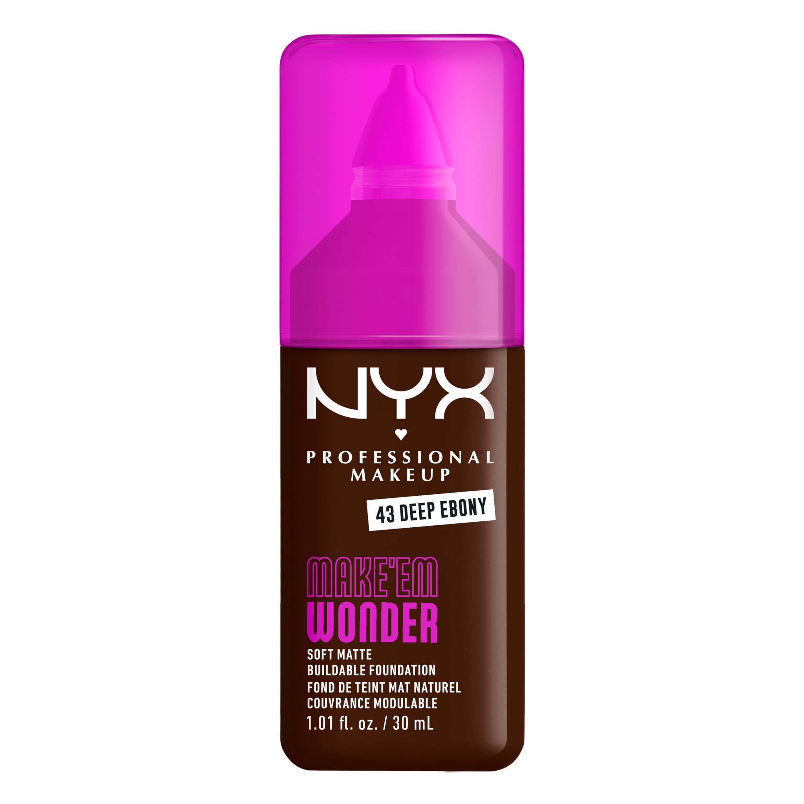 NYX Professional Makeup Make 'EM Wonder, 24H Soft Matte Foundation (Various Shades) - Deep Ebony