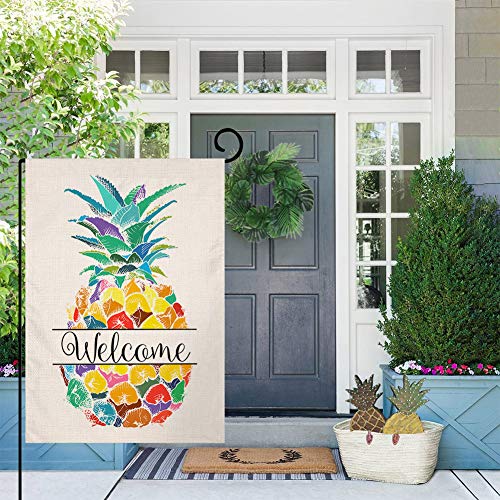 Colorful Pineapple Welcome Small Garden Flag Vertical Double Sided 12.5 X 18 Inch Summer Farmhouse Burlap Yard Outdoor Decor #TOP3
