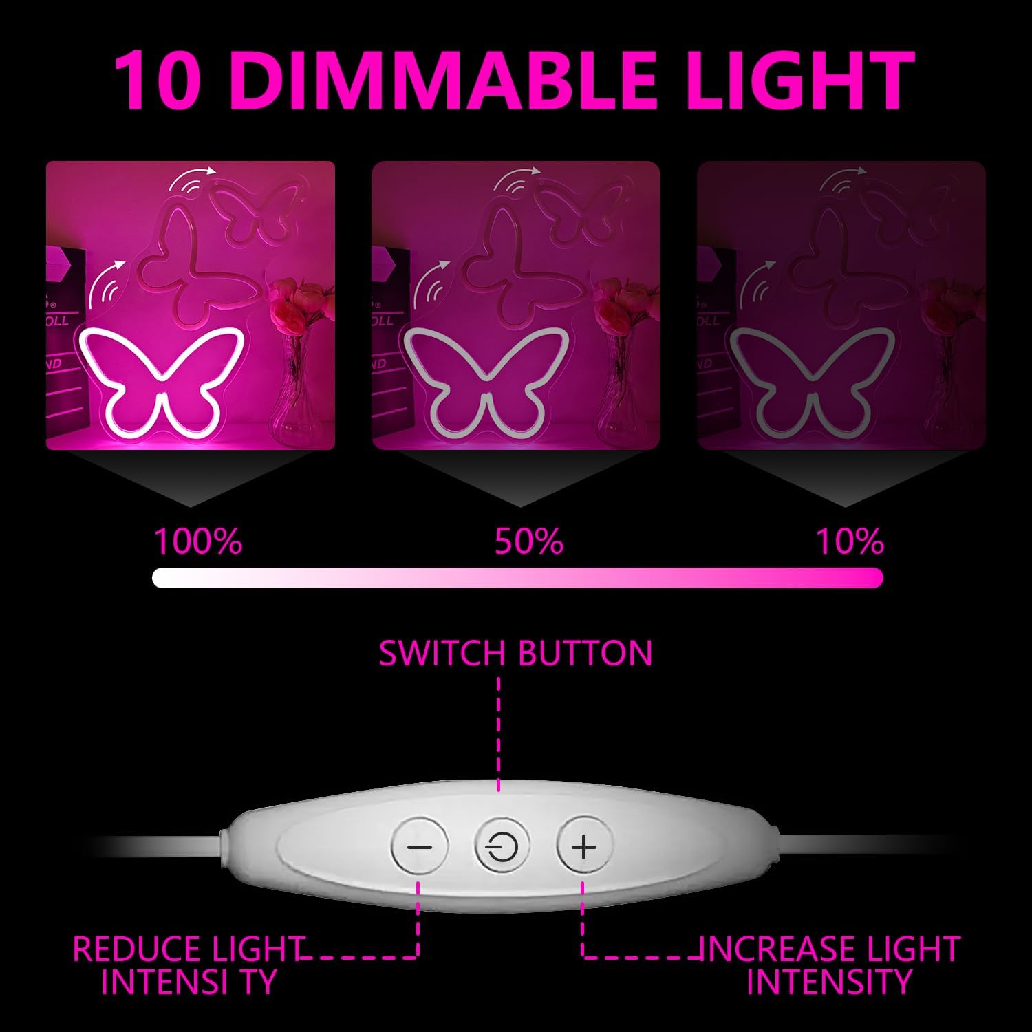 Butterfly Neon Sign for Wall Decor Dimmable Looks Like s Butterfly Flying Led Signs Neon Light Up Sign for Home Bedroom Wall Art Party Birthday Gift