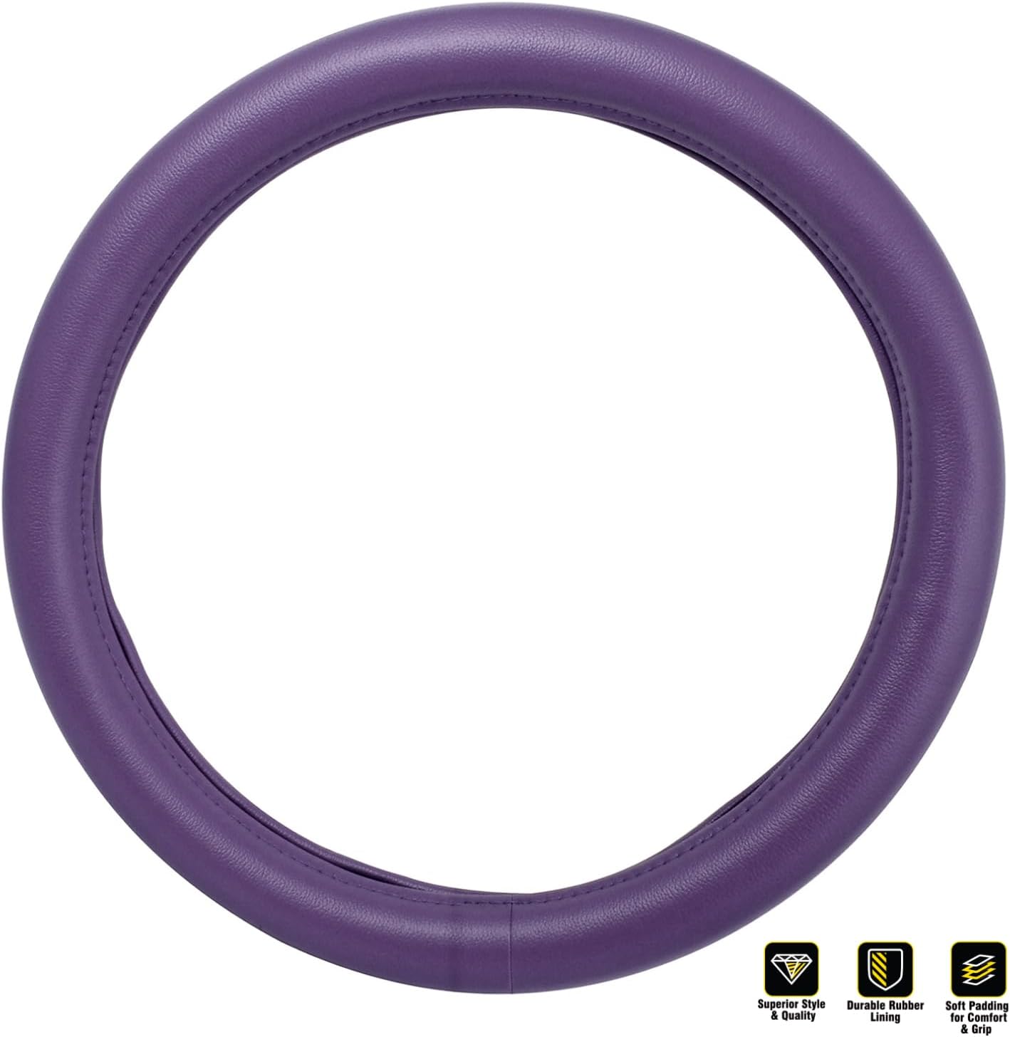 GG Grand General 54069 18 inches Deluxe Steering Wheel Cover Full Purple with Purple Stitching