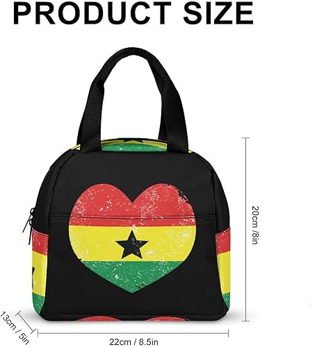 Miniatura 2 de Ghana Retro Heart Flag Lunch Box for Women Men Insulated Lunch Bag Reusable Lunch Tote Bag Lunch Container