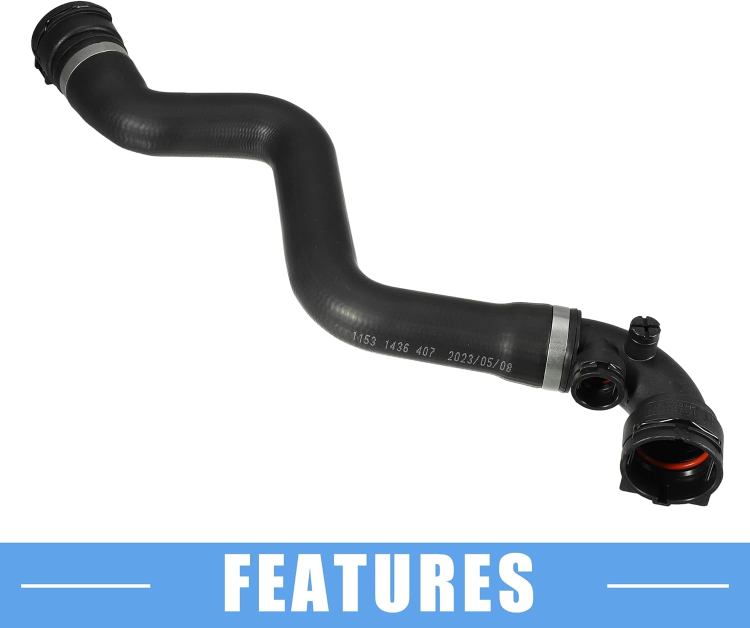 Radiator Coolant Hose Replace No.11531436407 for BMW 316Ci 2000-2005 Rubber Black