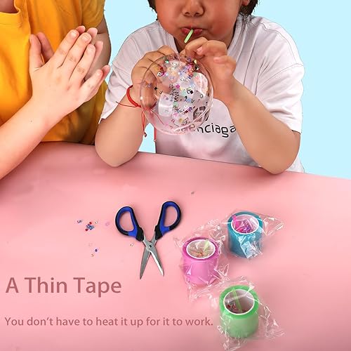 Miniatura 4 de Kit de cinta nano para burbujas, 6 globos elásticos de doble cara de color para niños