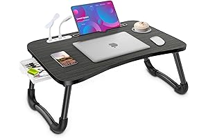 Laptop Bed Tray Table - Foldable Desk with Multiple Ports, Storage, and Ergonomic Comfort