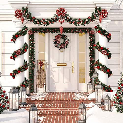 LATERN 33M Christmas Garland Decoration, Non-Lit Artificial Green Pine Garland Soft Holiday Garland for Outdoor Indoor Christmas Wedding Party Wreaths Decorations (Width 7cm)