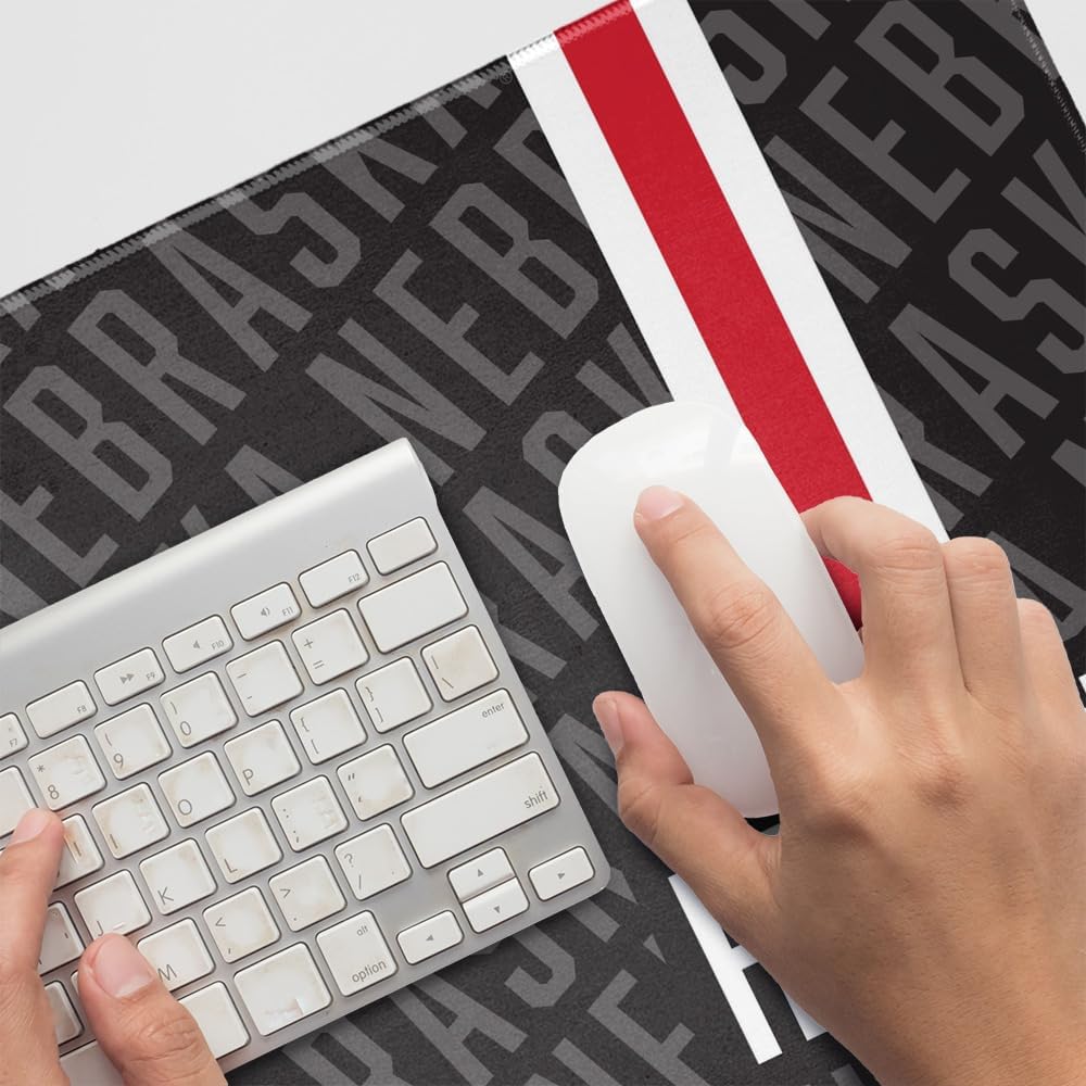 University of Nebraska Cornhuskers Mascot Large Gaming Mouse Pad Desk Mat with Stitched Edges, Non-Slip Base for Gamer, Home and Office, 31.5 x 15.7