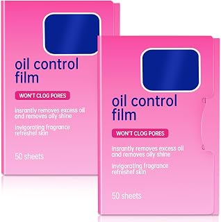 2 Packs Oil Blotting Sheets for Face (100 Sheets) - Oil Absorbing Blotting Papers for Oily Skin, Makeup-Friendly & Portable Oil Wipes