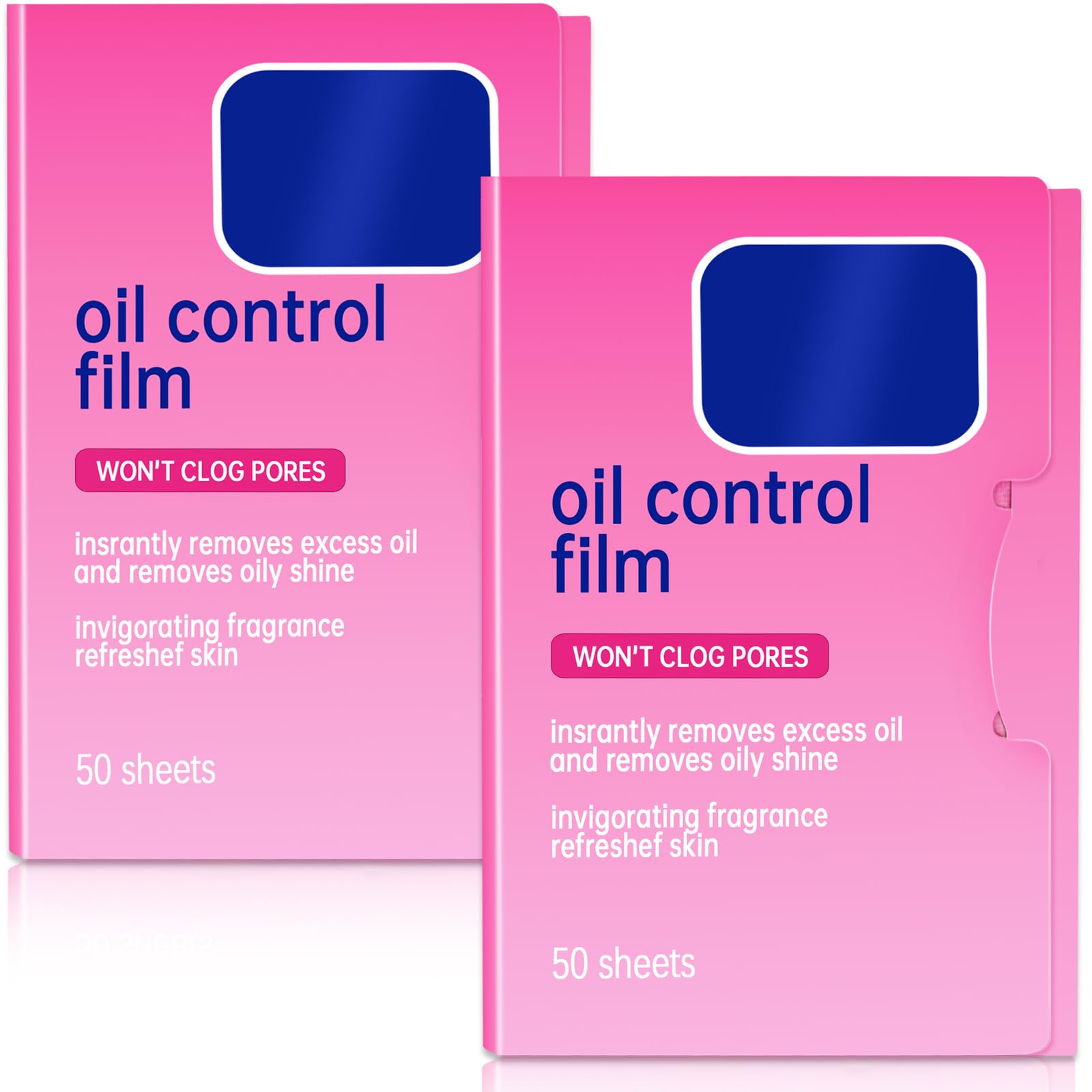 2 Packs Oil Blotting Sheets for Face (100 Sheets) - Oil Absorbing Blotting Papers for Oily Skin, Makeup-Friendly & Portable Oil Wipes