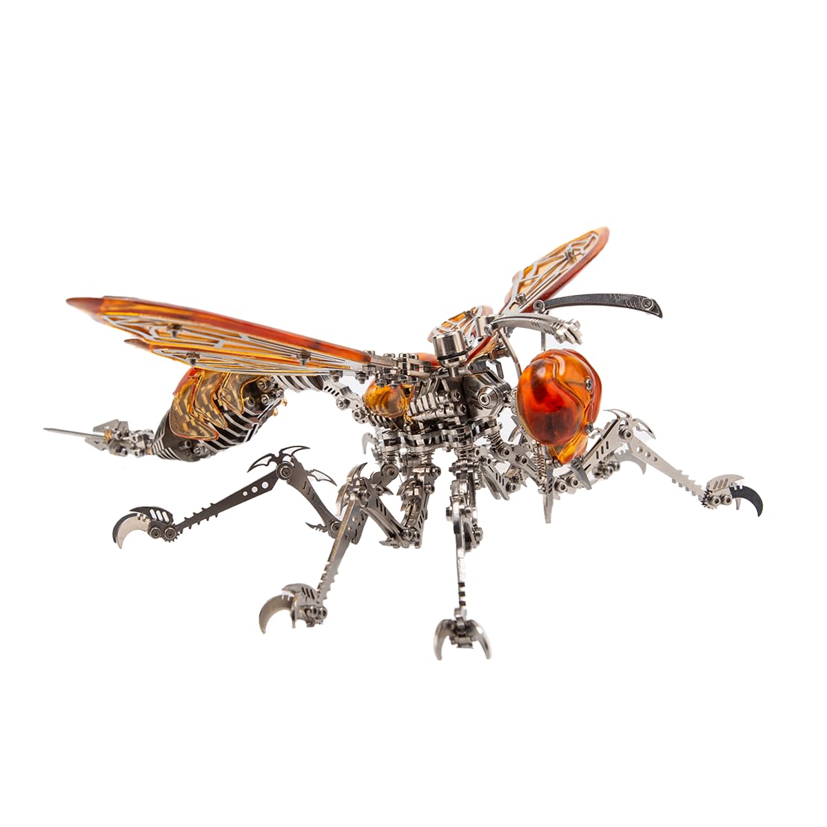 3D Metall Bausatz Mechanische Wespe mit LED-Beleuchtung, DIY Steampunk Insektenmodell, Geschenk für Modellbau-Hobbyisten (420+ Teile)