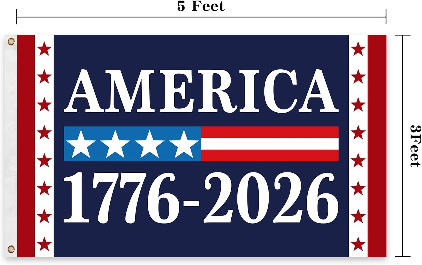 250th Birthday Flag 3x5 Ft 250 Years Anniversary 4th of July Flags Banner for Yard Parties Festival Celebration Patriotic Decoration - Image 2