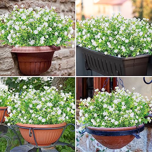 Image of AmyHomie 20 PCS Artificial Flowers for Outdoors, UV Resistant Fake Plants