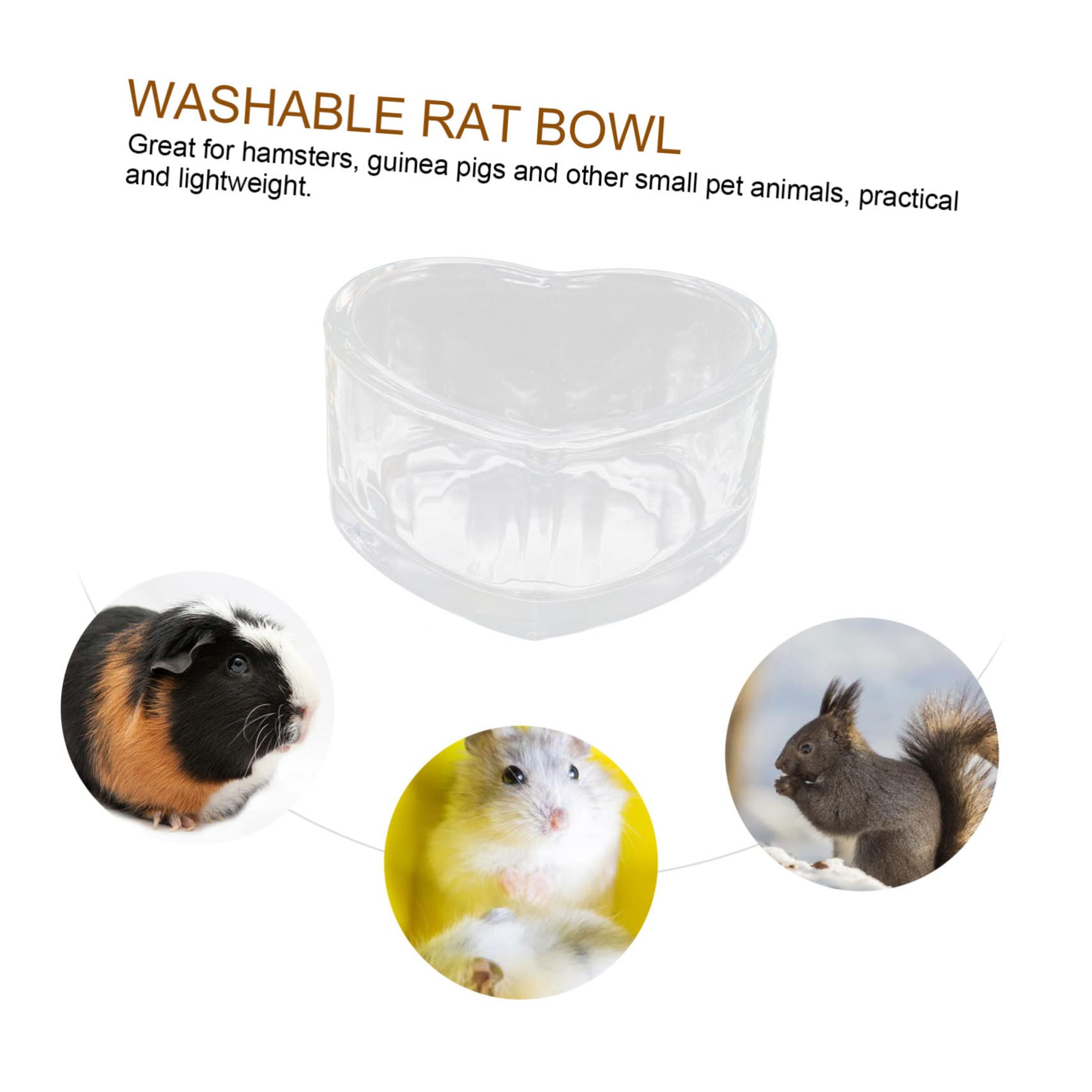 VANZACK 8piezas Tazón Transparente para Hámster y Chinchilla Antideslizante y De Limpiar para Comida y Agua De Roedores